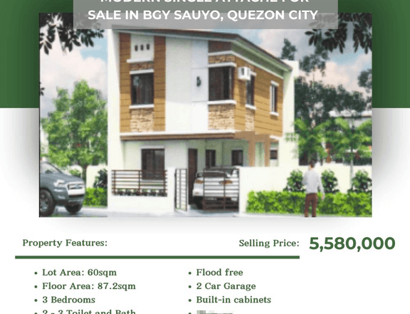 Pre-Selling Single Attached Unit now available at Sauyo Residences, Quezon City!