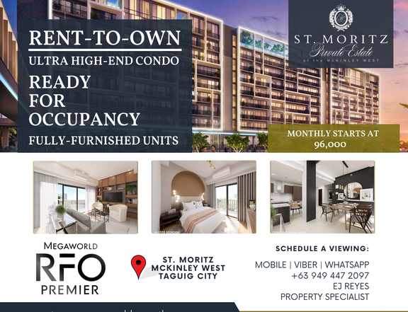 RENT-TO-OWN HIGH-END CONDO MCKINLEY WEST TAGUIG (RFO/FULLY-FURNISHED)