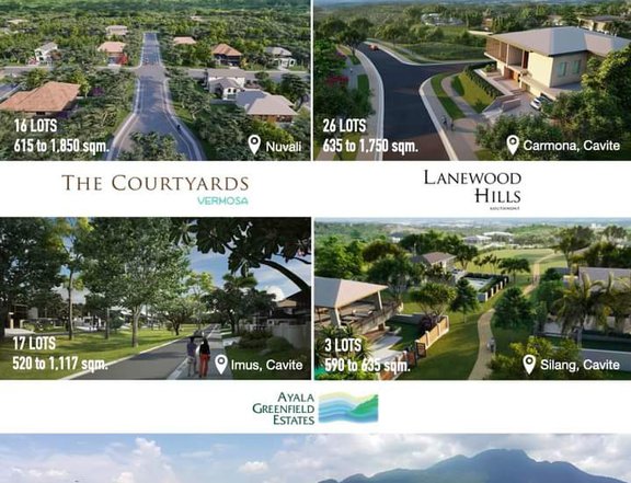 AyalaLand Land Premier  Greenfield Estates - 5 lots available with adjacent open space.