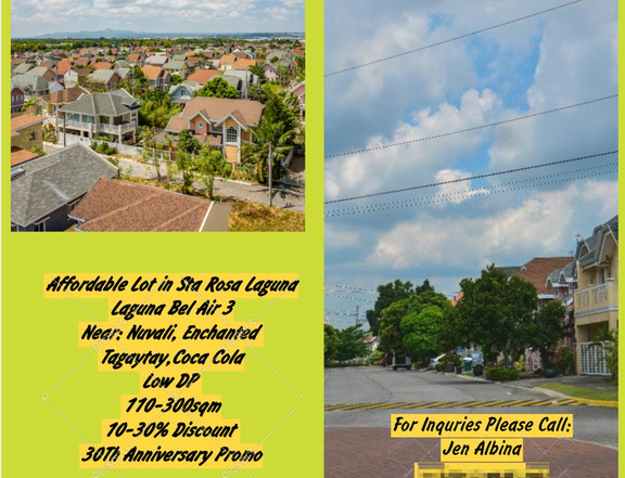 Lot in Sta Rosa Laguna near Nuvali and Coca Cola as low as 34K Monthly Laguna Bel Air