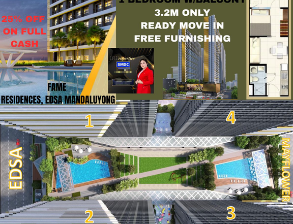 Ready For Occupancy Furnished NONVAT 1-bedroom Residential Condo For Sale in EDSA FAME Mandaluyong