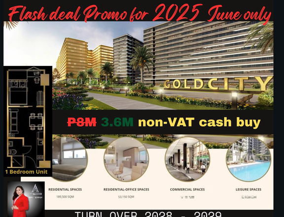 Affordable 3.6M list Price Non VAT LIMITED units promo only 1-bedroom @Gold Residences Paranaque