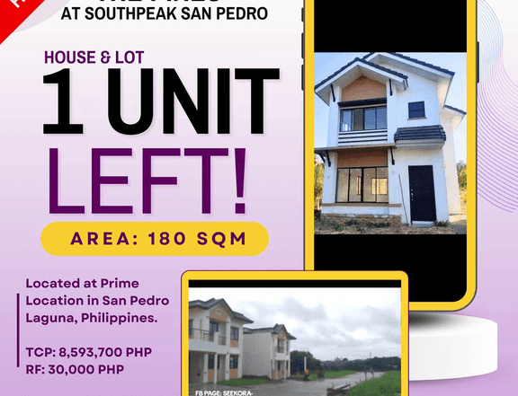 1 UNIT LEFT AT CALAMBA LAGUNA- HOUSE & LOT-3BR-3T&B-CARPORT- BIG LOT 180SQM