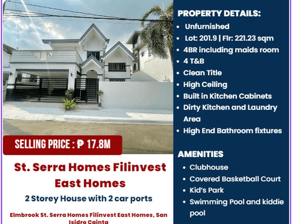 FOR SALE!! PROJECT: ST. SERRA HOMES FILINVEST EAST HOMES