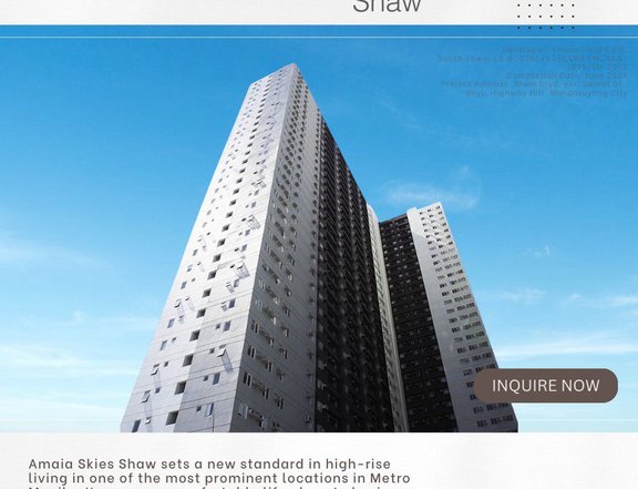 Studio Unit and 1 Bedroom in Amaia Skies Shaw Near RFO
