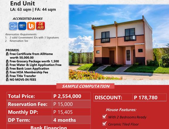 Bettina End Unit with 2 Bedroom with Carport and Shower