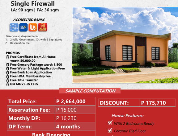 Alecza Single Firewall available in Tagum City, Davao del Norte