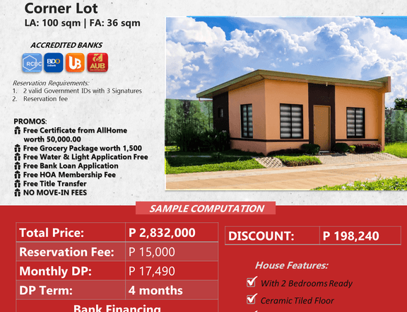Alecza Single Firewall, Corner Lot Area with 100sqm in Tagum City