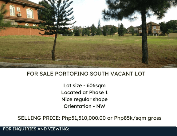 For Sale  PORTOFINO SOUTH  VACANT LOT