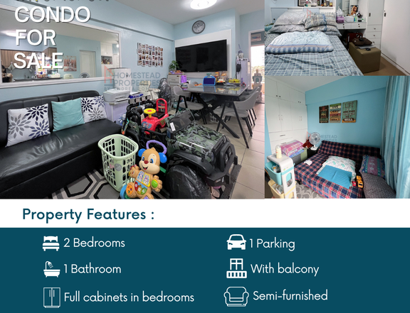 Interiored Semi-furnished 2 Bedroom Condo w Parking in Quezon City