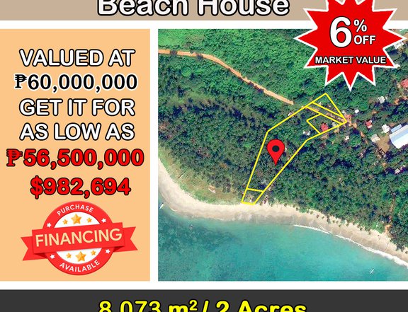 8,073 m2 / 2 Acres White Sand Sunset Beach House in San Vicente