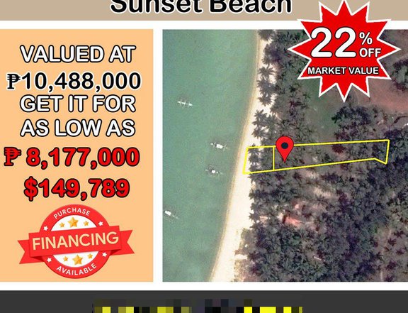874 sqm Private White Sand Sunset Beach in San Vicente