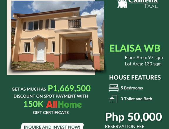 5-Bedroom RFO in Camella Taal at Batangas