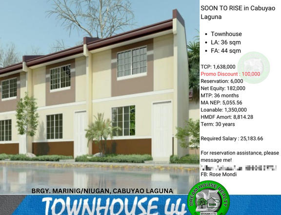 Whistler Village with 2-bedrooms Townhouse For Sale thru Pag-IBIG in Cabuyao Laguna