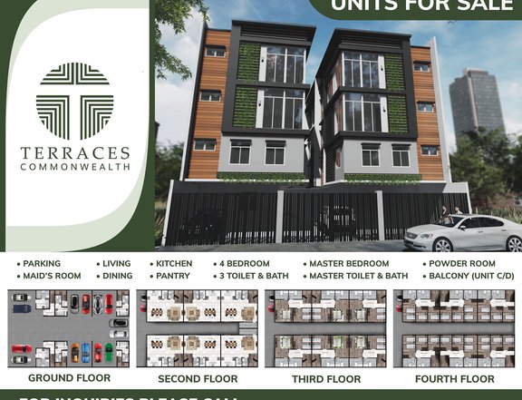 4 Storey Townhouse For Sale in Fairview Commonwealth Quezon City