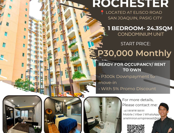 24.30 sqm 1-bedroom Condo For Sale at The Rochester in Pasig Metro Manila