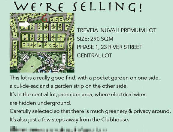 Treveia Phase 1, Nuvali Central, Central Premium Lot w/ pocket garden