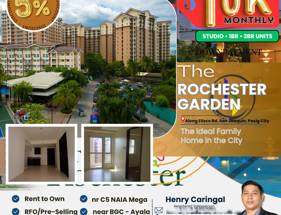 1 bedroom 10k/mo Rent to Own Condo in Pasig near BGC Makati NAIA
