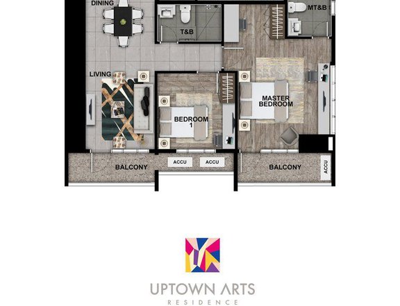 Rent To Own 2 Bedroom With Balcony 98 sqm Uptown Arts Residence Rfo Bgc Condo For Sale Taguig City