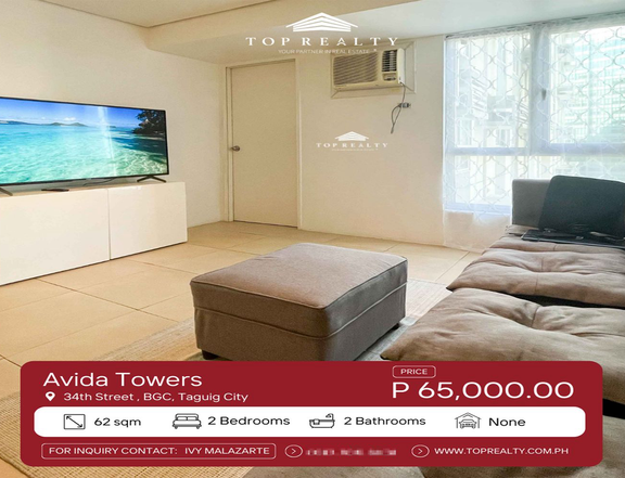62 sqm Fully Furnished Condo for Rent in Avida Towers, Taguig City