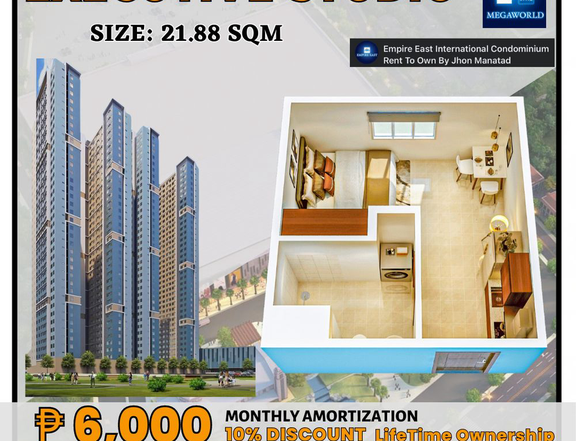 Empire East Highland 21.00 sqm Studio Condo For Sale in Cainta Rizal