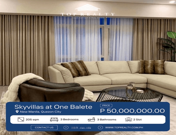 3BR Condo Unit for Sale in Skyvillas at One Balete, Quezon City