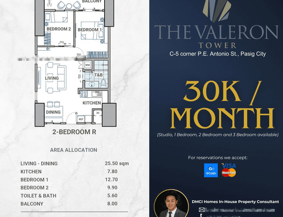 30K/Month Preselling Discounted 69.50 sqm 2-bedroom Condo For Sale in Pasig Metro Manila