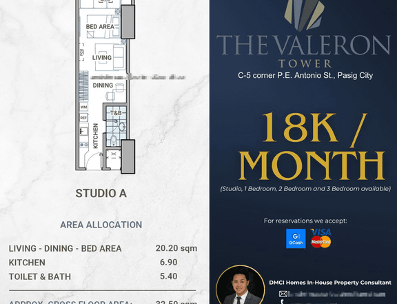 18K MONTLY! Pre-selling Discounted 32.50 sqm 1-bedroom Condo For Sale in Pasig City by DMCI Homes