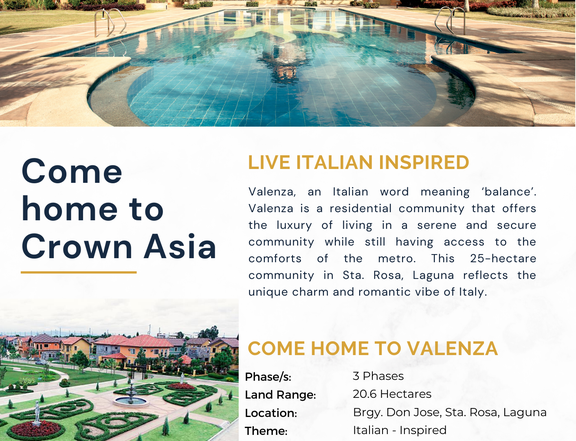 A premier neighborhood within Santa Rosa community of Laguna, VALENZA!