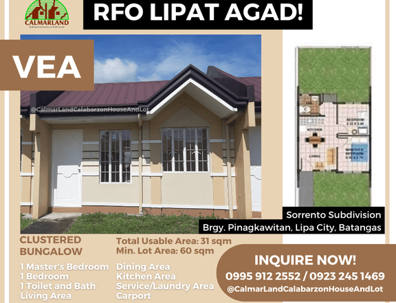 RFO 2-bedroom Rowhouse For Sale in Lipa Batangas