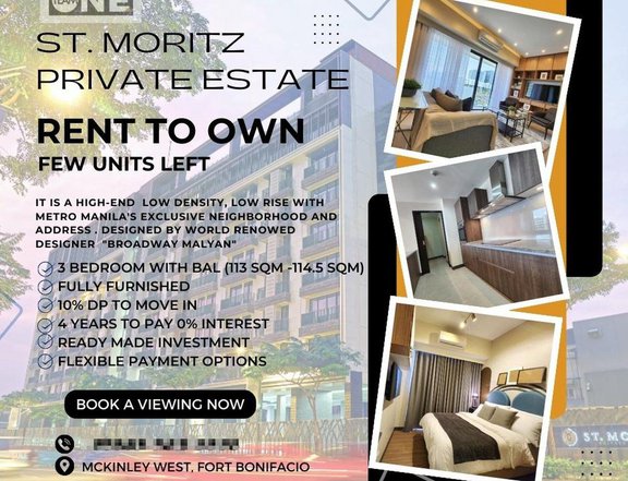 Rent to own terms High-end Low rise condo in Taguig 3BR 113.5 sqm