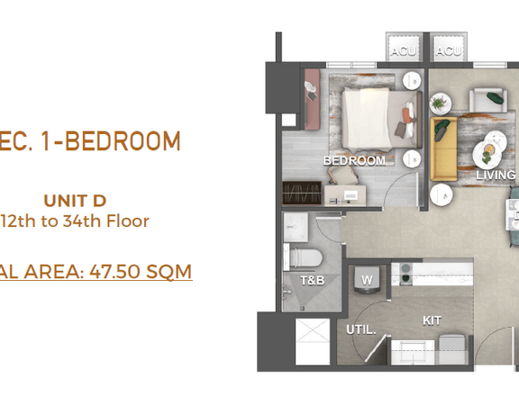 47.5 sqm Pre-Selling Executive 1 Bedroom Condo Unit in Makati City