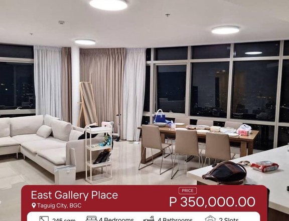 4BR Condominium for Rent in East Gallery Place, BGC, Taguig CIty