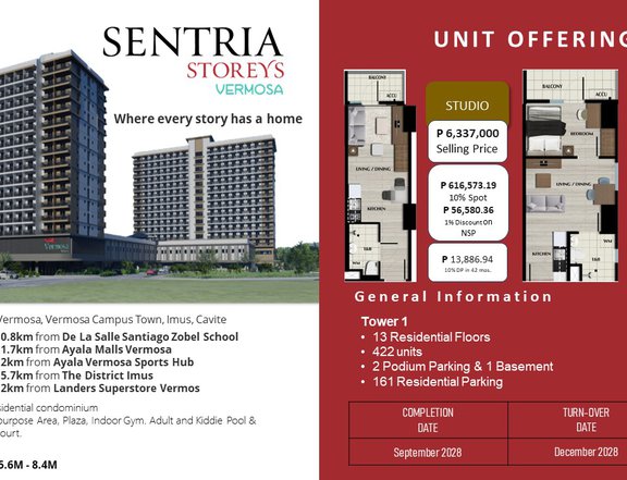 Sentria Storeys Vermosa 1 BR Condo For Sale in Imus Cavite