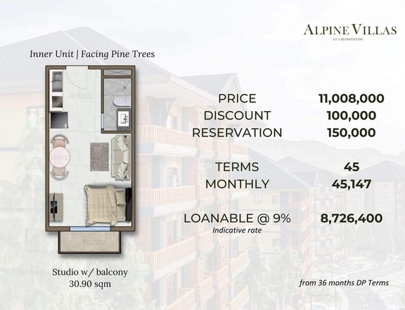 30.90 sqm Studio Condo For Sale in Tagaytay Cavite