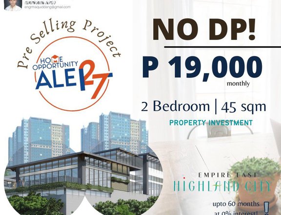 P19000 monthly 2-BR 46 sqm End with No Down Payment in Pasig City