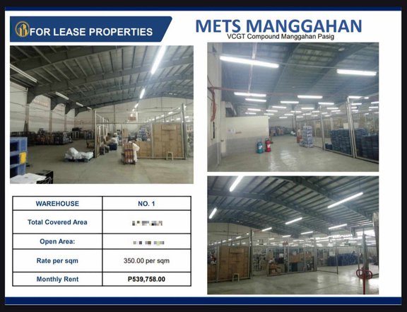For Rent Lease Warehouse Space 2197 sqm Manggahan Pasig City