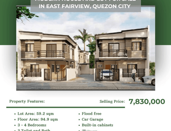 Pre- Selling SINGLE ATTACHED UNIT FOR SALE in the heart of East Fairview, Quezon City!