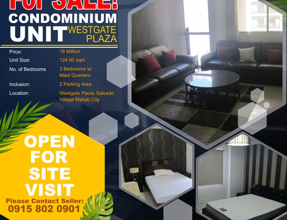 124.00 sqm 3-bedroom Condo For Sale in Makati Metro Manila