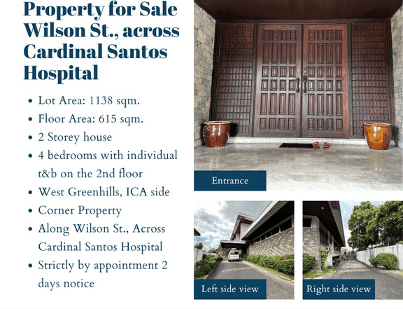 4-bedroom house for Sale Wilson St., across Cardinal Santos Hospital