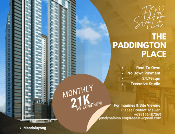 The Paddington Place Near Mrt 3 No Down Payment Rent To Own Condo for Sale