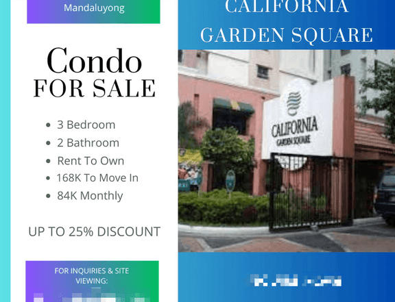 3 BR Condo in California Garden Square Rent To Own No Down Payment