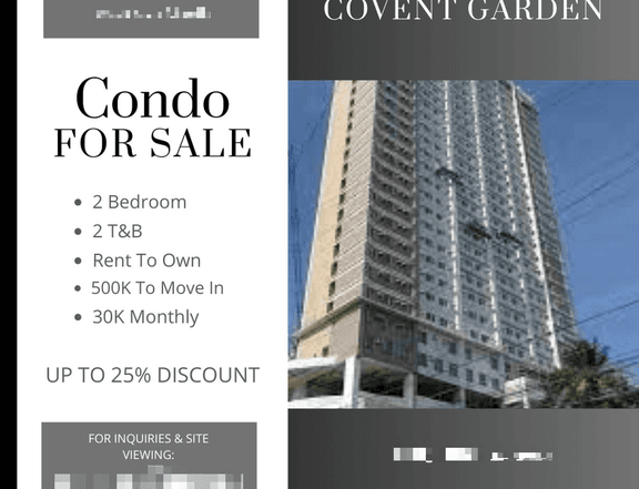 2 BR Condo in San Juan Manila Rent To Own Covent Garden as low as 30K Monthly