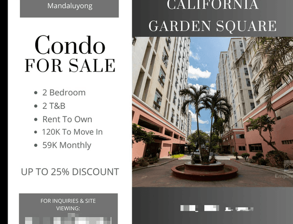 2 BR Loft Type California Garden Square Rent to Own 120K To Move In