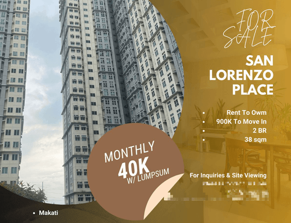 38.00 sqm 2 BR Condo For Sale in Makati Rent To Own San Lorenzo Place