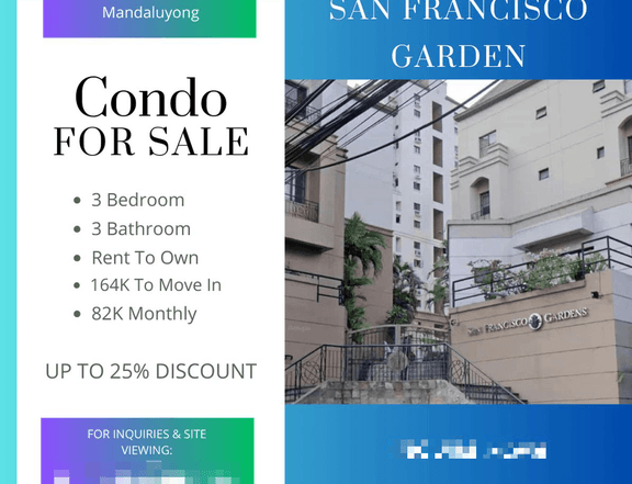 164K To Move In  89.00 sqm 3-bedroom Residential Condo For Sale in Mandaluyong