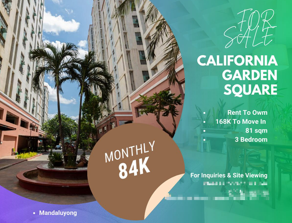 California Garden Square Rent to Own Condo 3 BR for Sale No Downpayment