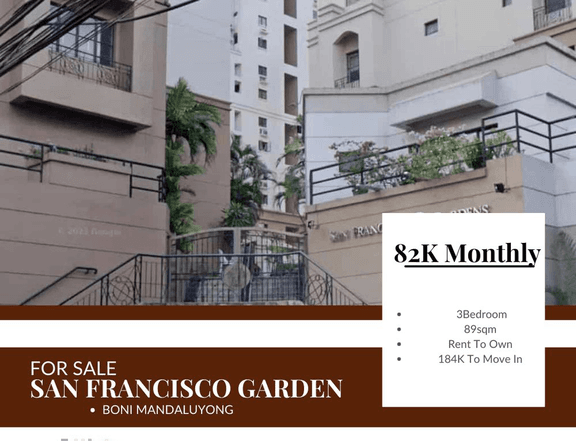 Condo in San Francisco Garden 3 BR Condo For Sale in Mandaluyong 164K to Move In