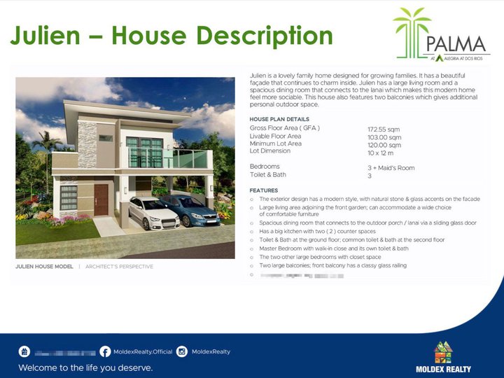 3BR House and Lot for Sale in Cabuyao Laguna FREE Bank Financing Assist: Alegria Dos Rios by Moldex