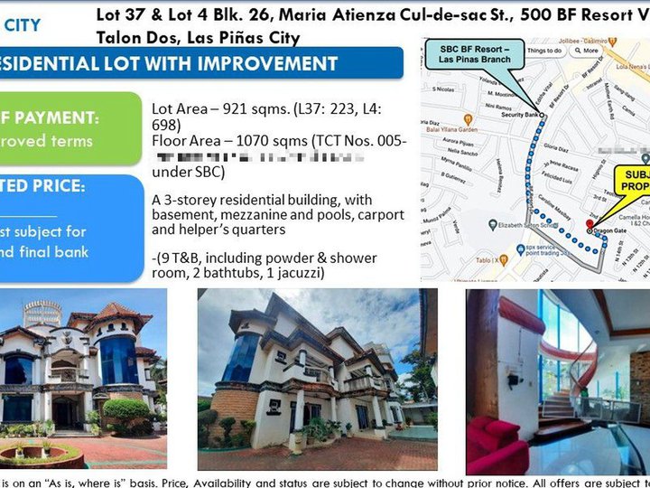 Spacious 3-Story Residential Building in BF Resort Village, Las Pinas